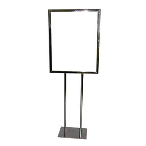 22" x 28" Single Insert Twin Pole Bulletin Poster Holder. Color: Chrome