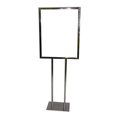 22" x 28" Single Insert Twin Pole Bulletin Poster Holder. Color: Chrome