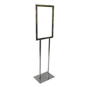 14" x 22" Single Insert Twin Pole Bulletin Poster Holder. Color: Chrome