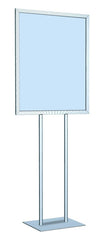 22" x 28" Single Insert Deluxe Aluminum Twin Pole Bulletin Holder Poster Stand. Color: Silver. Made in USA.