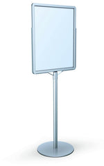 22" x 28" Insert Supreme Radius Corner Aluminum Single Pole Bulletin Holder Poster Stand. Color: Silver. Made in USA.