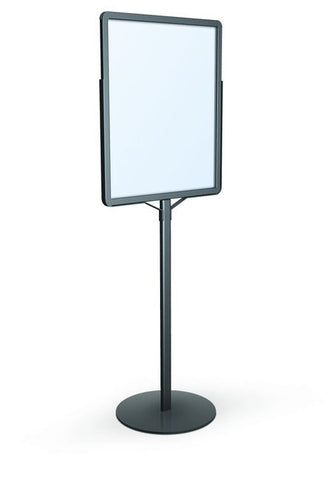 22" x 28" Insert Supreme Radius Corner Aluminum Single Pole Bulletin Holder Poster Stand. Color: Black. Made in USA.