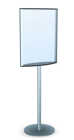 22" x 28" Insert Convex Single Pole Bulletin Holder Poster Stand. Color: Silver. Made in USA.
