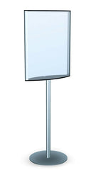 22" x 28" Insert Convex Single Pole Bulletin Holder Poster Stand. Color: Silver. Made in USA.