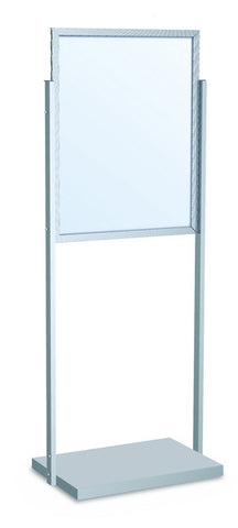 22" x 28" Single Insert Outdoor Use Deluxe Aluminum Bulletin Holder Poster Stand. Color: Silver. Made in USA.