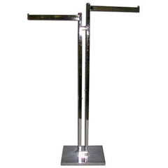 2-Way Double Square Tube Upright Garment Rack with Rectangle Tube Blade Arms, Bright Chrome