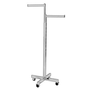 2-Way Rectangular Tube Upright Garment Rack with Casters, Bright Chrome