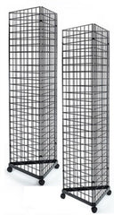 2' x 6' Grid Panel 3-Sided Tower Floorstanding Display Kit with Rolling Base, 2-Pack.