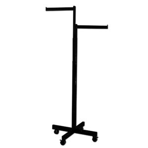 2-Way Rectangular Tube Upright Garment Rack with Casters, Textured Black