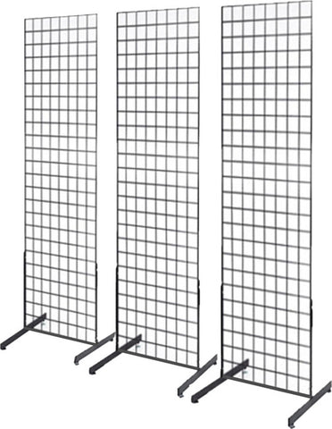 2' x 6' Grid Panel Tower with Deluxe T-Base Floorstanding Display Kit, 3-Pack. Combo