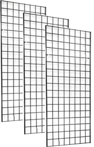 2'X5' GRID PANEL 3" ON CENTER 3-PACK, BLACK