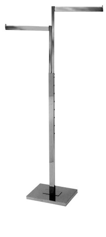 2-Way Rectangular Tube Upright Garment Rack with Rectangle Tube Blade Arms, Bright Chrome